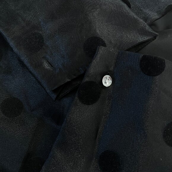 Vintage French Parisian Sheer Mesh Blouse Polkadot Formal Fancy Cocktail Party - Picture 5 of 6